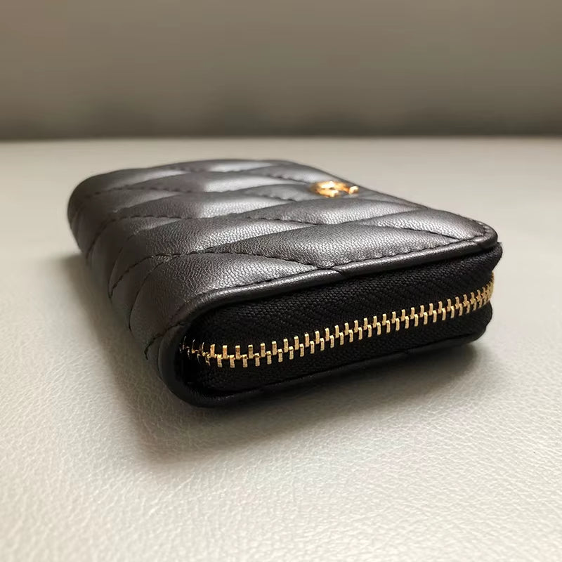 Short Wallet Women'S Multi-Card Slots Holder Cute Fashion Genuine Leather Coin Purse Ladies Zipper Card Money C Bag Kpop Japan