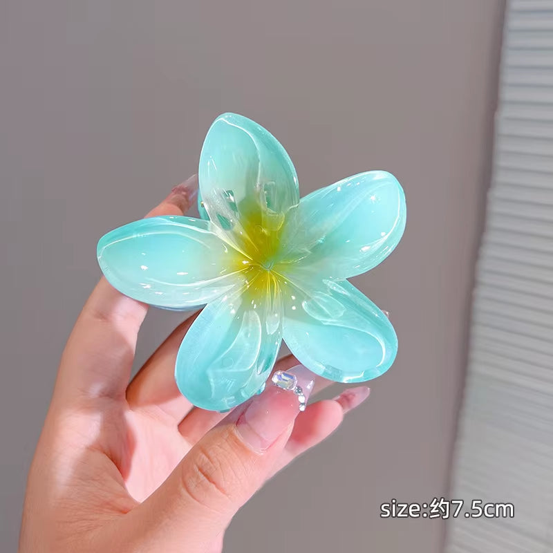2024 Bohemian Beach Vacation Lily Flower Hair Claw Sweet Hair Clip for Women Floral Claws Fashion Girl Accessories Shark Clip