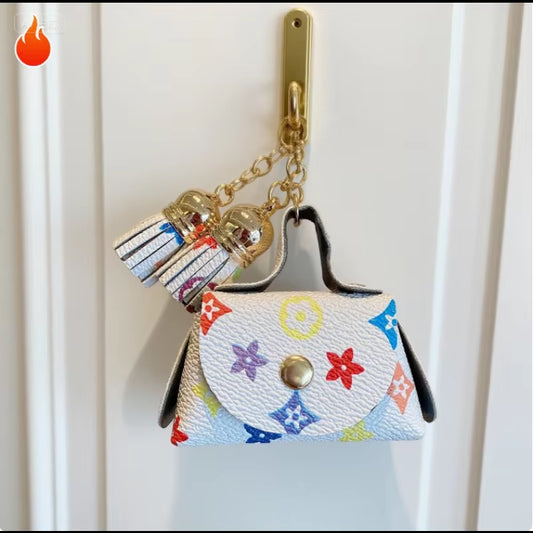 (Not LV Bag) Cute Leather Bag, Coin Wallet, Headphone Bag, Storage Bag, Flower Pendant, Keycard Bag, Keybag, Ladies' Bag