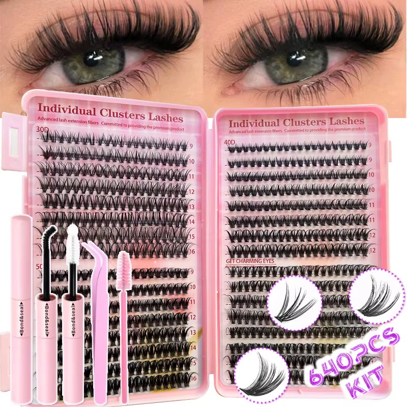 DIY False Eyelash 30D40D50D Mixed Individual Lash Clusters (You Can Choose Single Lash or Lash with Applicators) 9-16Mm Mixed