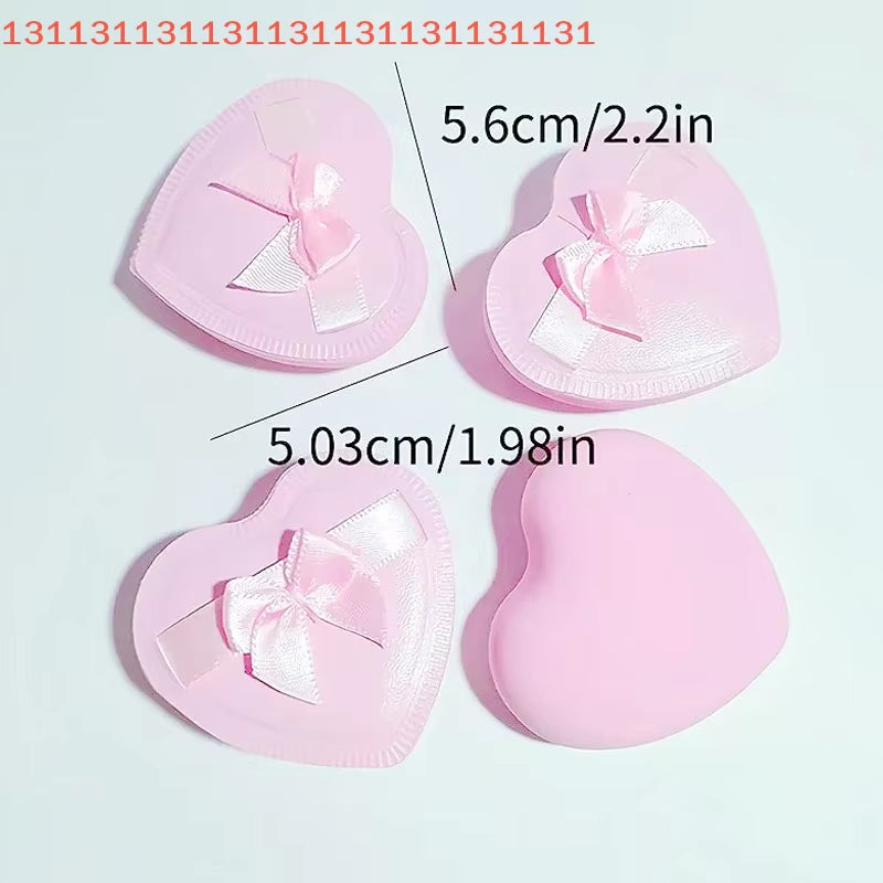 2/5Pcs Heart Bow Makeup Powder Puffs That Can Be Used in Both Dry and Wet Combinations Cotton Candy Air Cushion Powder Puff