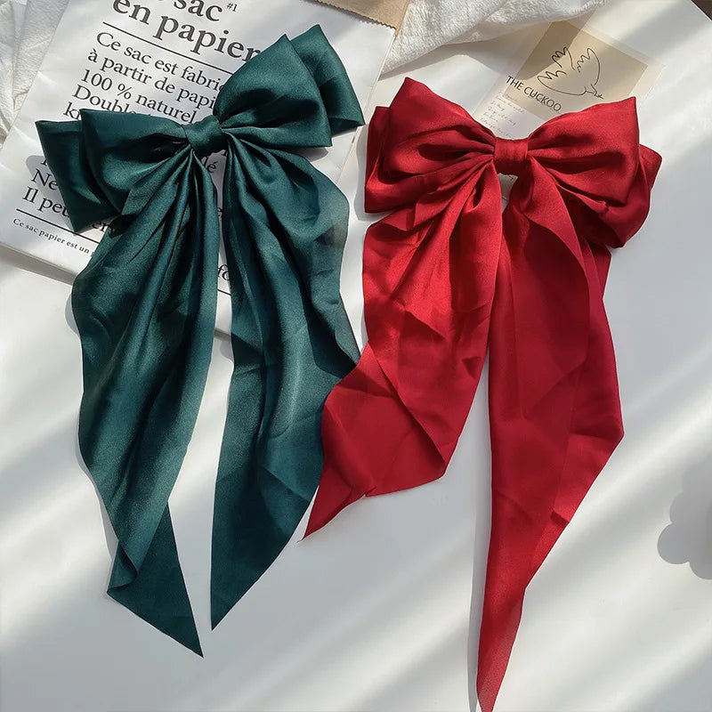Solid Color Bow Ribbon Hair Clip New Women Large Bowknot Barrettes Women Ponytail Clip Headband Girls Hair Accessories Gift