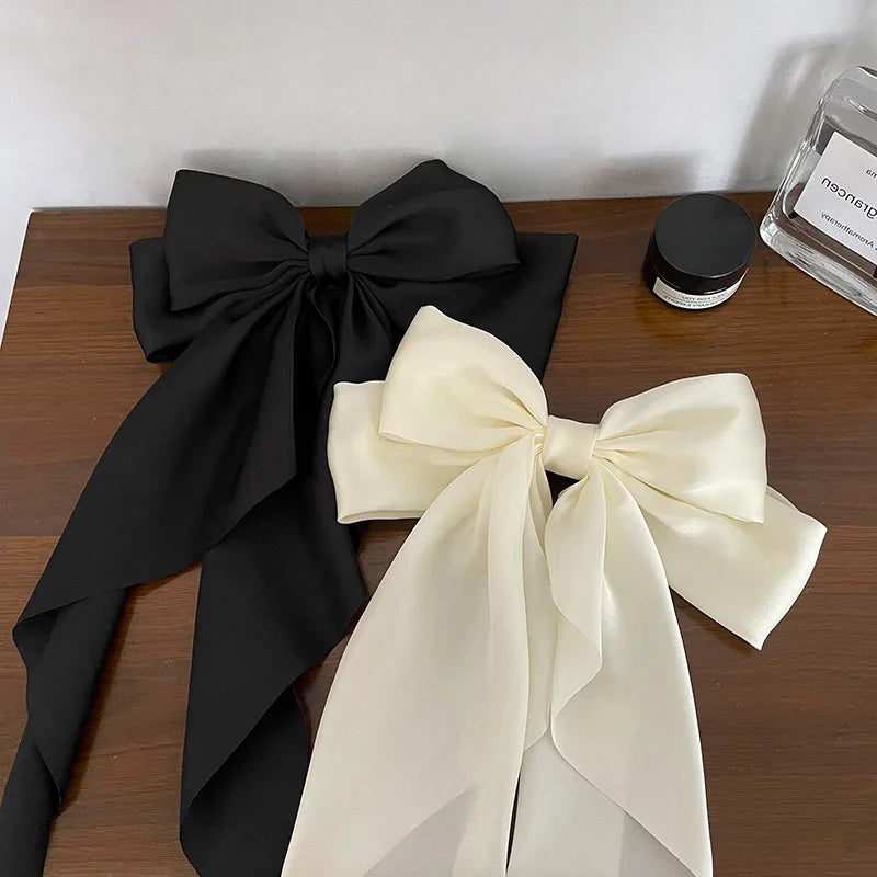Solid Color Bow Ribbon Hair Clip New Women Large Bowknot Barrettes Women Ponytail Clip Headband Girls Hair Accessories Gift