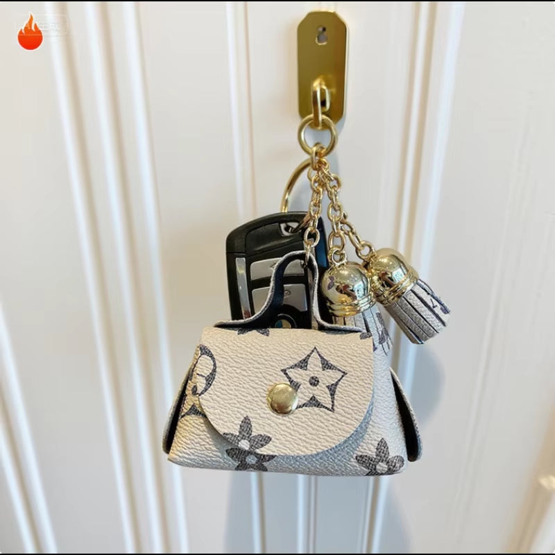 (Not LV Bag) Cute Leather Bag, Coin Wallet, Headphone Bag, Storage Bag, Flower Pendant, Keycard Bag, Keybag, Ladies' Bag