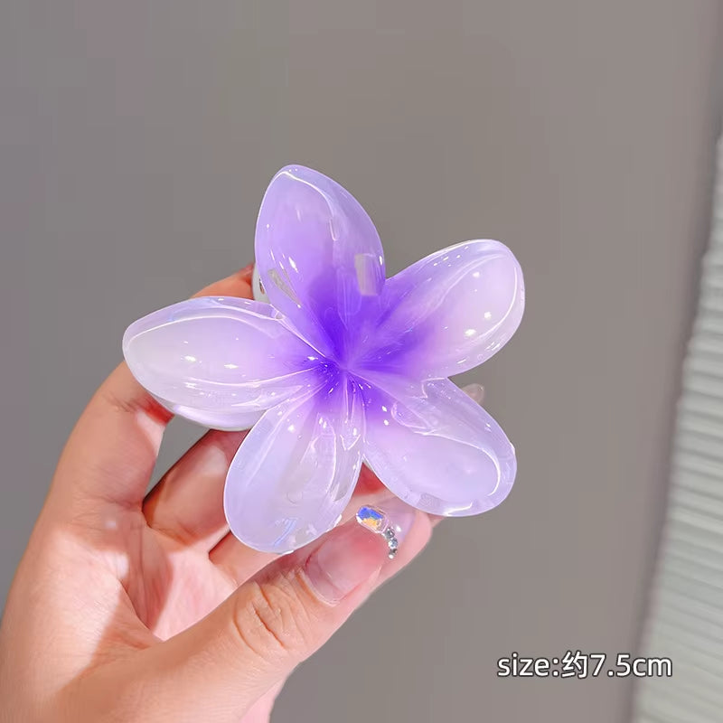 2024 Bohemian Beach Vacation Lily Flower Hair Claw Sweet Hair Clip for Women Floral Claws Fashion Girl Accessories Shark Clip