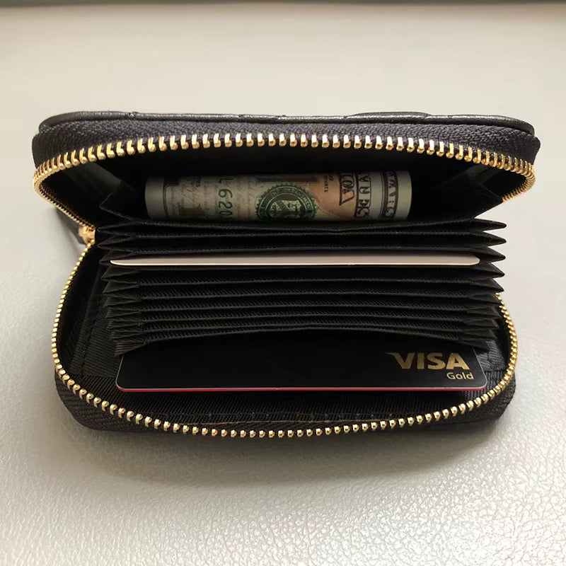Short Wallet Women'S Multi-Card Slots Holder Cute Fashion Genuine Leather Coin Purse Ladies Zipper Card Money C Bag Kpop Japan