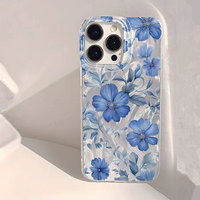 Pink Peach Flower Glitter Shiny Case for Iphone 17 16 16E 15 14 plus 11 12 13 Pro Max X XR XS Max 17 plus Anti-Drop Soft Cover