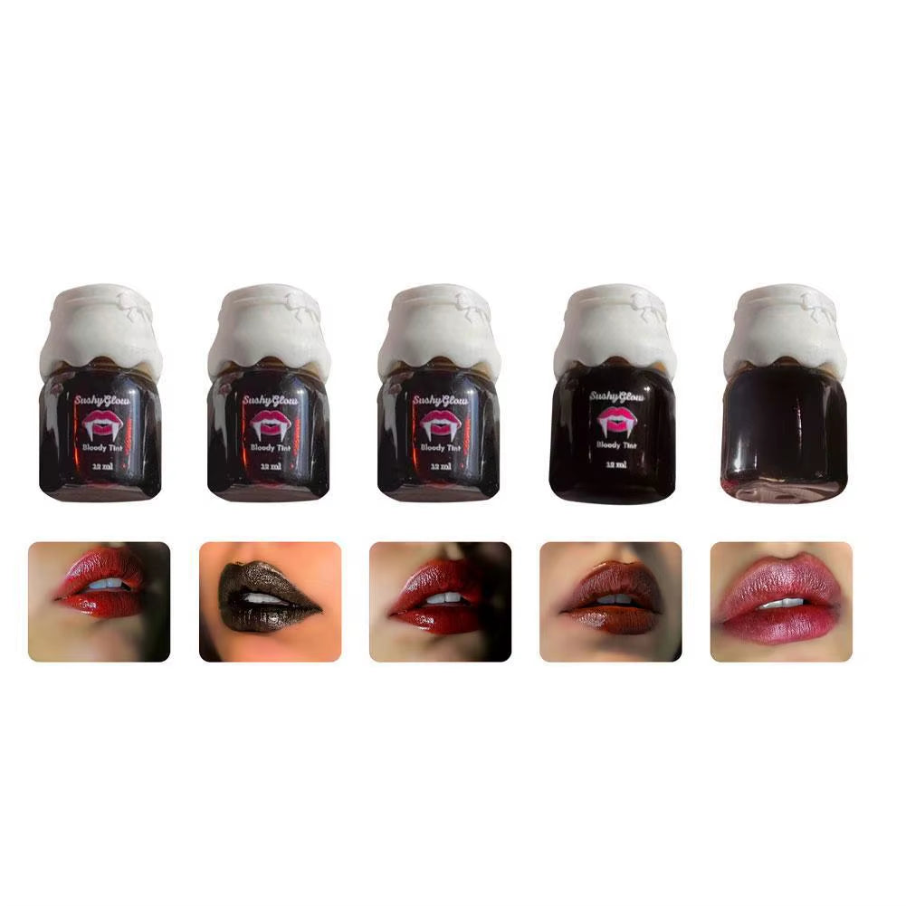 Bloody Red Lip Tint Dark Matte Color Moisturizing Waterproof Long Lasting Highly Saturated Halloween Festival Makeup
