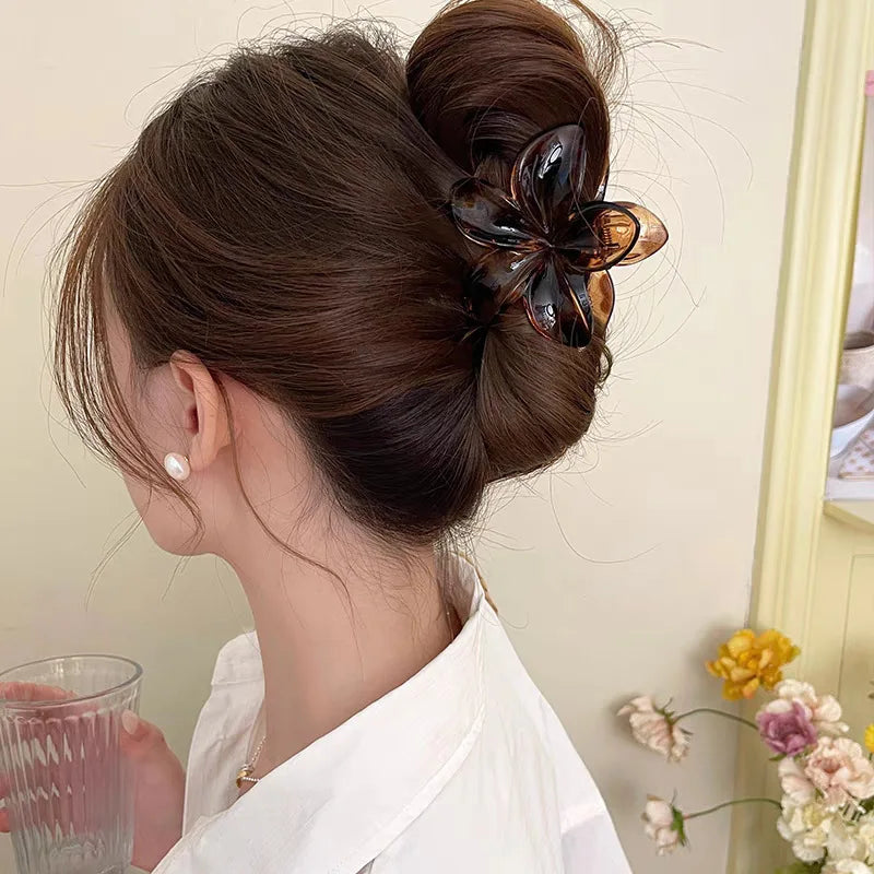 Leopard Print Flower Hair Claw Clips Women Girls Hawaiian Gradient Hairpins Hair Accessories Shark Barrettes Sweet Shark Claws