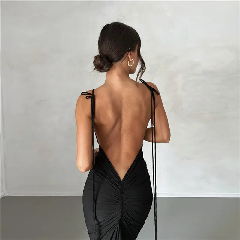 European and American Summer New Women'S Fashion Trend Harajuku Suspender Sexy Backless Slim Fit Hip Hugging Temperament Dress