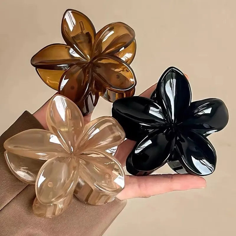 Leopard Print Flower Hair Claw Clips Women Girls Hawaiian Gradient Hairpins Hair Accessories Shark Barrettes Sweet Shark Claws