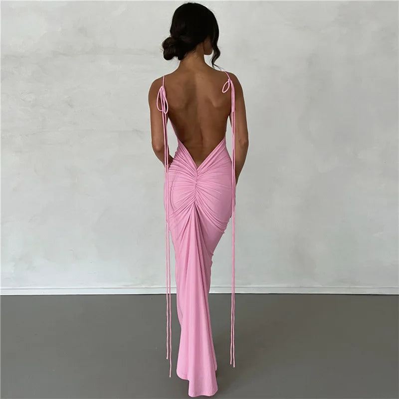 European and American Summer New Women'S Fashion Trend Harajuku Suspender Sexy Backless Slim Fit Hip Hugging Temperament Dress