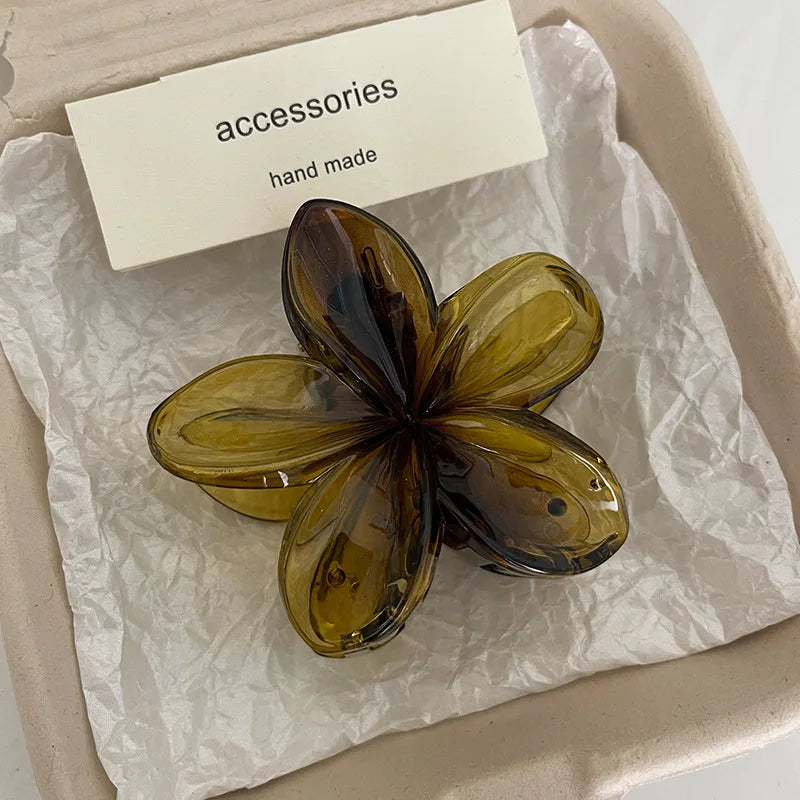 Leopard Print Flower Hair Claw Clips Women Girls Hawaiian Gradient Hairpins Hair Accessories Shark Barrettes Sweet Shark Claws