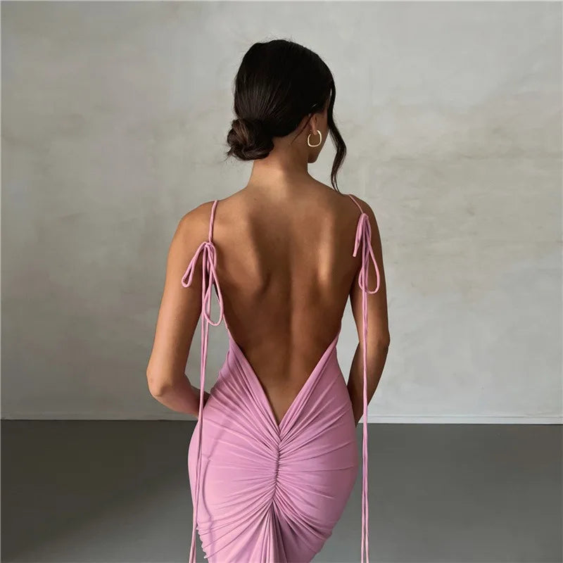 European and American Summer New Women'S Fashion Trend Harajuku Suspender Sexy Backless Slim Fit Hip Hugging Temperament Dress
