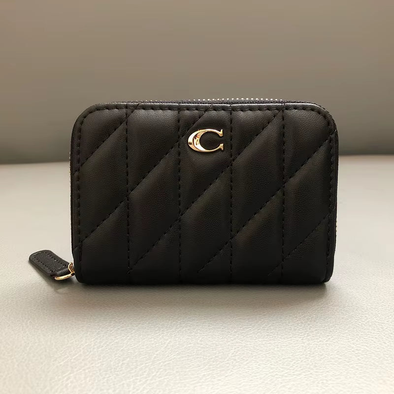 Short Wallet Women'S Multi-Card Slots Holder Cute Fashion Genuine Leather Coin Purse Ladies Zipper Card Money C Bag Kpop Japan