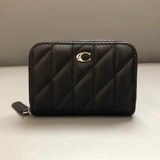 Short Wallet Women'S Multi-Card Slots Holder Cute Fashion Genuine Leather Coin Purse Ladies Zipper Card Money C Bag Kpop Japan