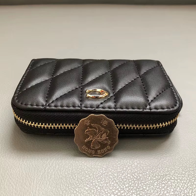 Short Wallet Women'S Multi-Card Slots Holder Cute Fashion Genuine Leather Coin Purse Ladies Zipper Card Money C Bag Kpop Japan