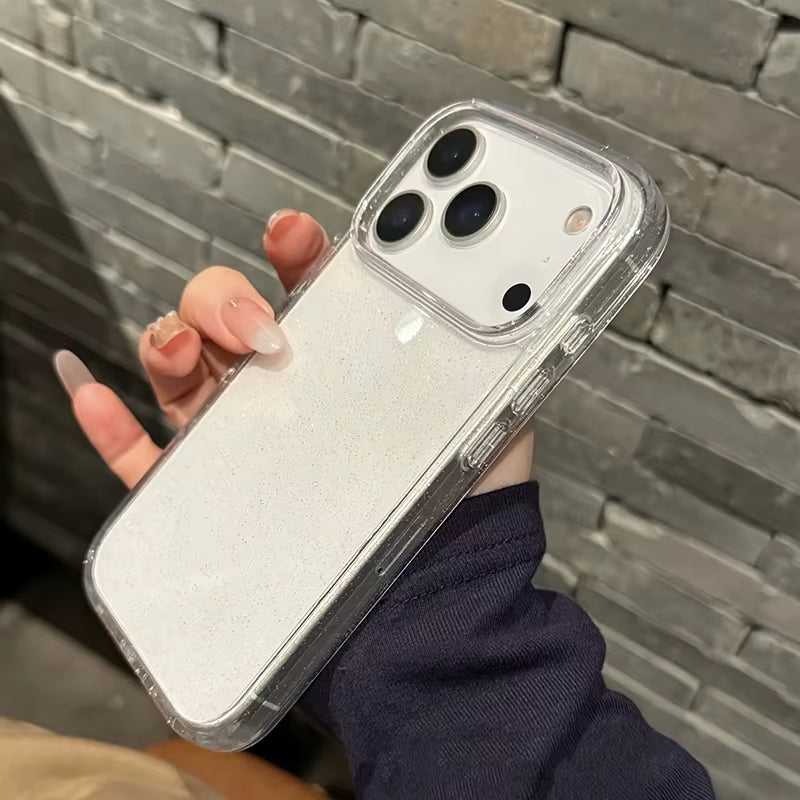 Luxury Fashion Bling Glitter Transparent Phone Case for Iphone 17 Pro Max 16 15 14 13 12 11 XS X XR 7 8 16 plus 16E 17 Air Cover