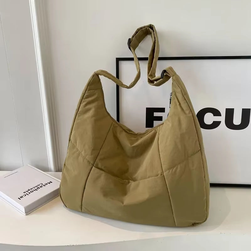 Trendy Women'S Soft Cloth Shoulder Bag Solid Color Student 2025 Spring Y2K Casual Style Big Handbags Crossbody Bags for Women