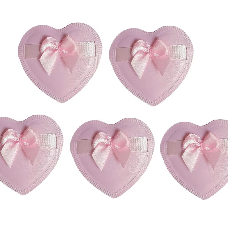 2/5Pcs Heart Bow Makeup Powder Puffs That Can Be Used in Both Dry and Wet Combinations Cotton Candy Air Cushion Powder Puff