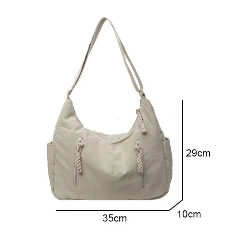 Trendy Women'S Soft Cloth Shoulder Bag Solid Color Student 2025 Spring Y2K Casual Style Big Handbags Crossbody Bags for Women