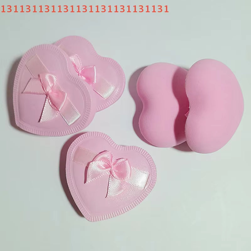 2/5Pcs Heart Bow Makeup Powder Puffs That Can Be Used in Both Dry and Wet Combinations Cotton Candy Air Cushion Powder Puff